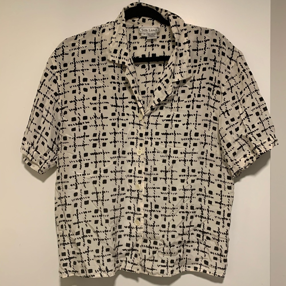 Vintage silk button-down collared shirt